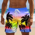 thumbnail image 2 of Mens Beach Shorts Men's Hawaiian Print Casual Beach Shorts Four Way Stretch Hem 5 Pocket Lightweight Summer Blue S, 2 of 4