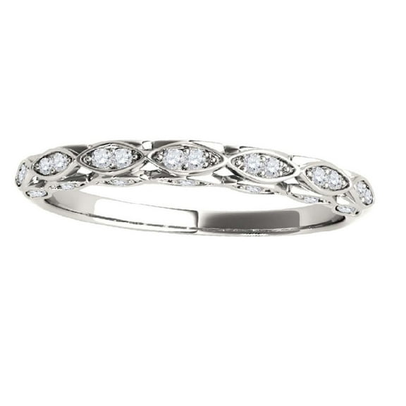 Mauli Jewels Engagement Rings for Women 0.19 Carat Wedding Diamond Band For Women's Prong-Setting 14K Solid White Gold