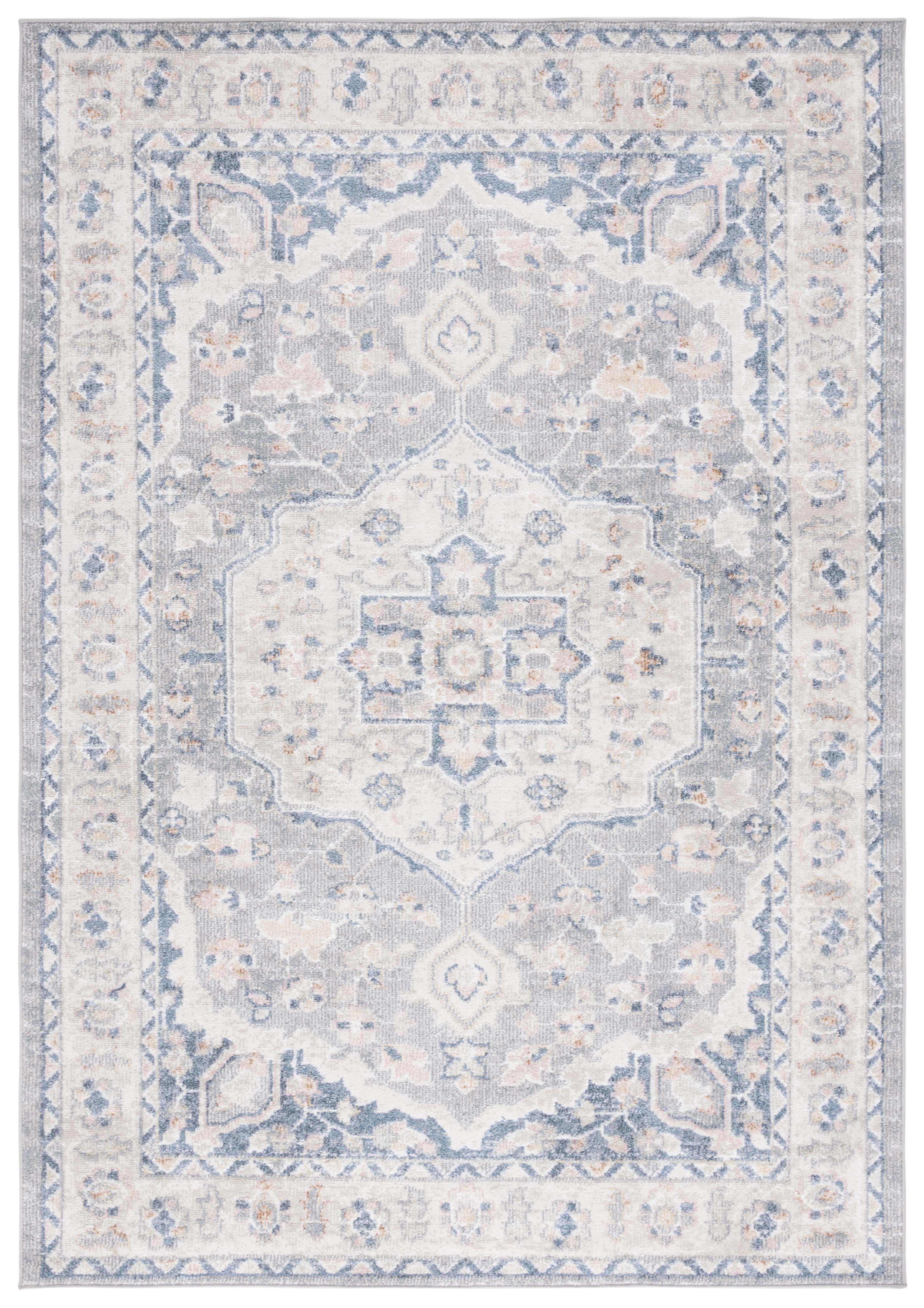 SAFAVIEH Blair Keighley Traditional Machine Washable Area Rug, 5'3" x 7'6", Beige/Light Grey