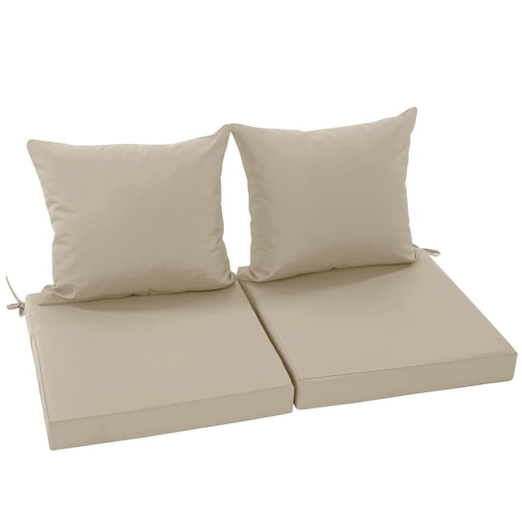 Ottowood Outdoor Deep Seat Cushions Set of 2, 24x24x4 Inch Water-Repellent Patio Cushions, Beige