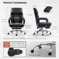 thumbnail image 3 of EMIAH Office Chair with Foot Rest, Ergonomic Executive Office Chair with Arms, Reclining High Back PU Leather Comfy Swivel Computer Desk Chairs with Wheels and Lumbar Support for Home Office, Black, 3 of 18