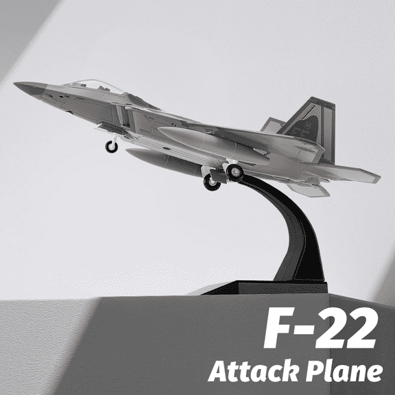 1/100 Scale F-22 Raptor Fighter Attack Plane Metal Fighter Military Model Fairchild Republic Diecast Plane Model for Commemorate Collection or Gift, unisex