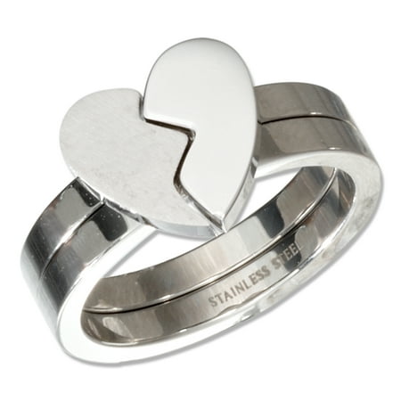 2 Piece Navy Ring - STAINLESS STEEL TWO PIECE BROKEN HEART RING