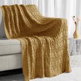 thumbnail image 2 of Carriediosa Cable Knit Throw Blanket Farmhouse Decor for Couch Chair Bed Sofa, 50" x 60" Tan Brown, 2 of 5
