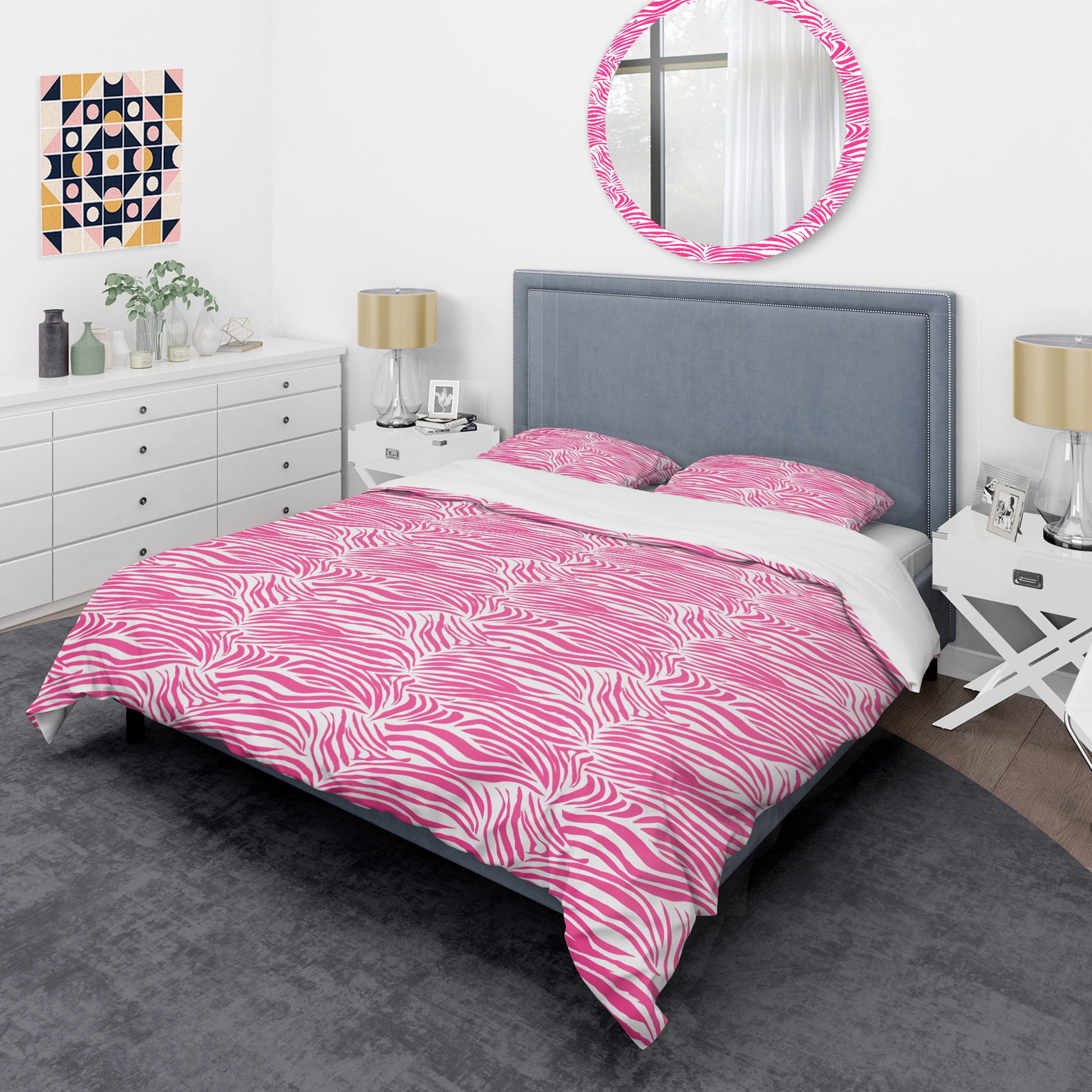 Designart 'Glamour Zebra Animal Pattern' Mid-Century Modern Duvet Cover Set