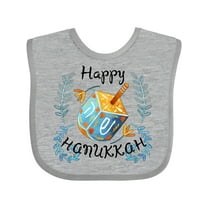 Inktastic Happy Hanukkah Dreidel and Laurels Boys or Girls Baby Bib