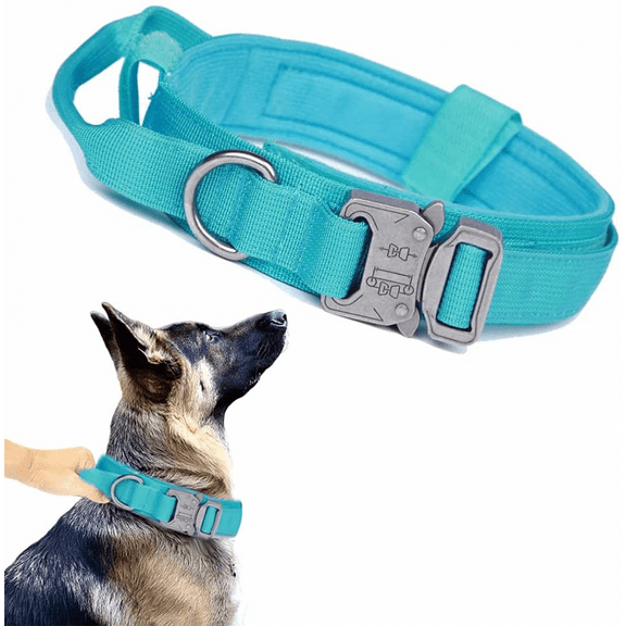 Tactical Dog Collar Military Dog Collar Adjustable Nylon Dog Collar Heavy Duty Metal Buckle with Handle for Dog Training