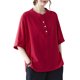 thumbnail image 1 of Blusa suelta para mujer con botones, cuello en O, media manga, camisetas vintage Abanopi Jerseys de mujer, 1 of 7