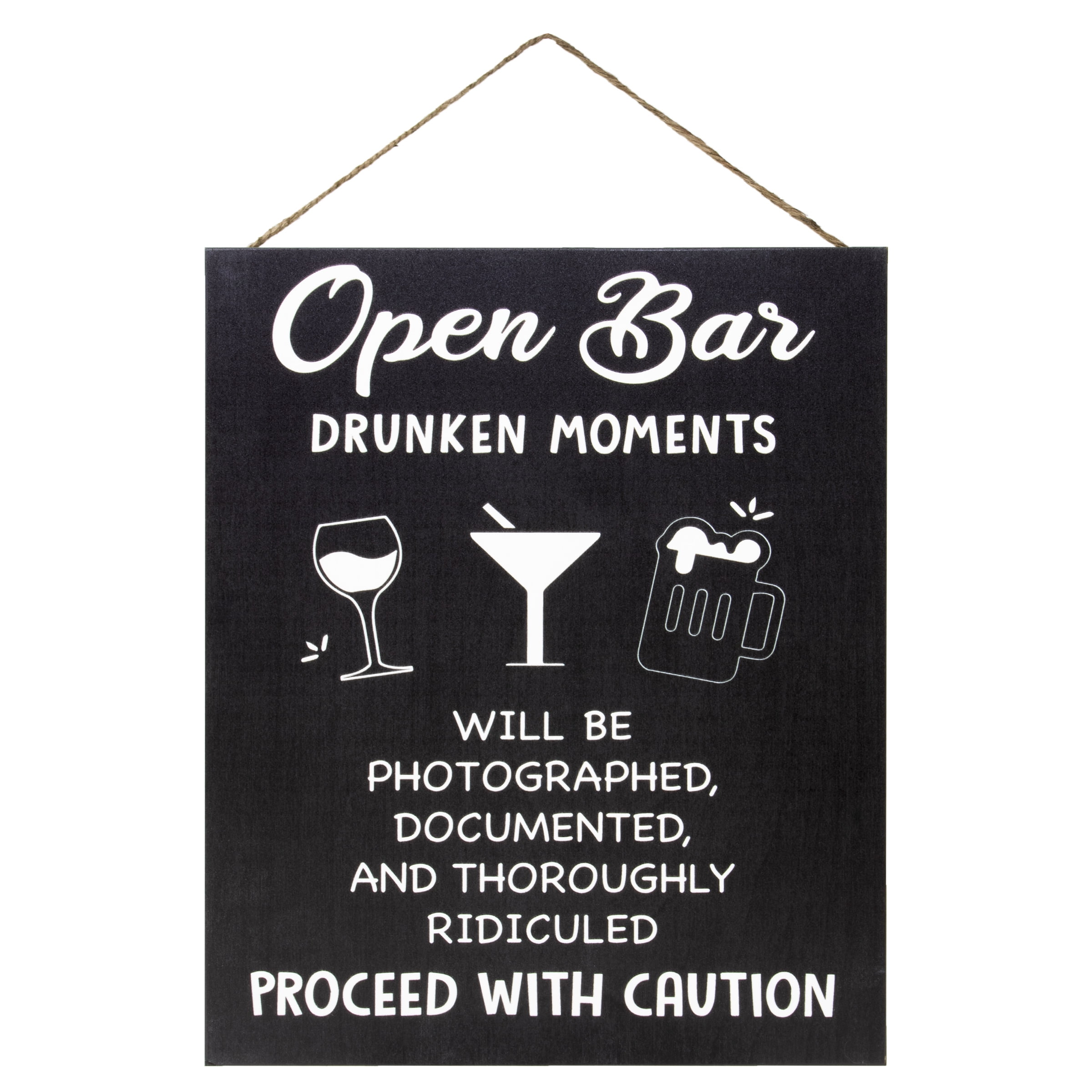 JennyGems Funny Open Bar Sign for Wedding, Party Home Bar Special