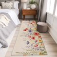 thumbnail image 5 of Spring Floral Large Area Rugs for Bedroom Living Room, Soft Non Slip Carpet Bedside Rug, Colorful Summer Botanical Flowers Vintage Rectangular Floor Cover Kitchen Accent Rug 2'x6' for Office, 5 of 9