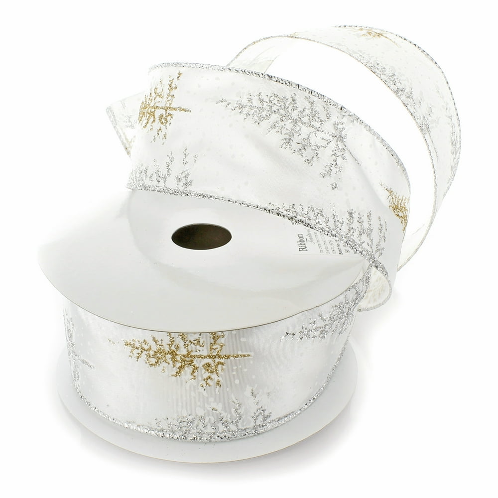 Ribbon Traditions Glitter Christmas Trees Wired Ribbon 2 1/2" by 25