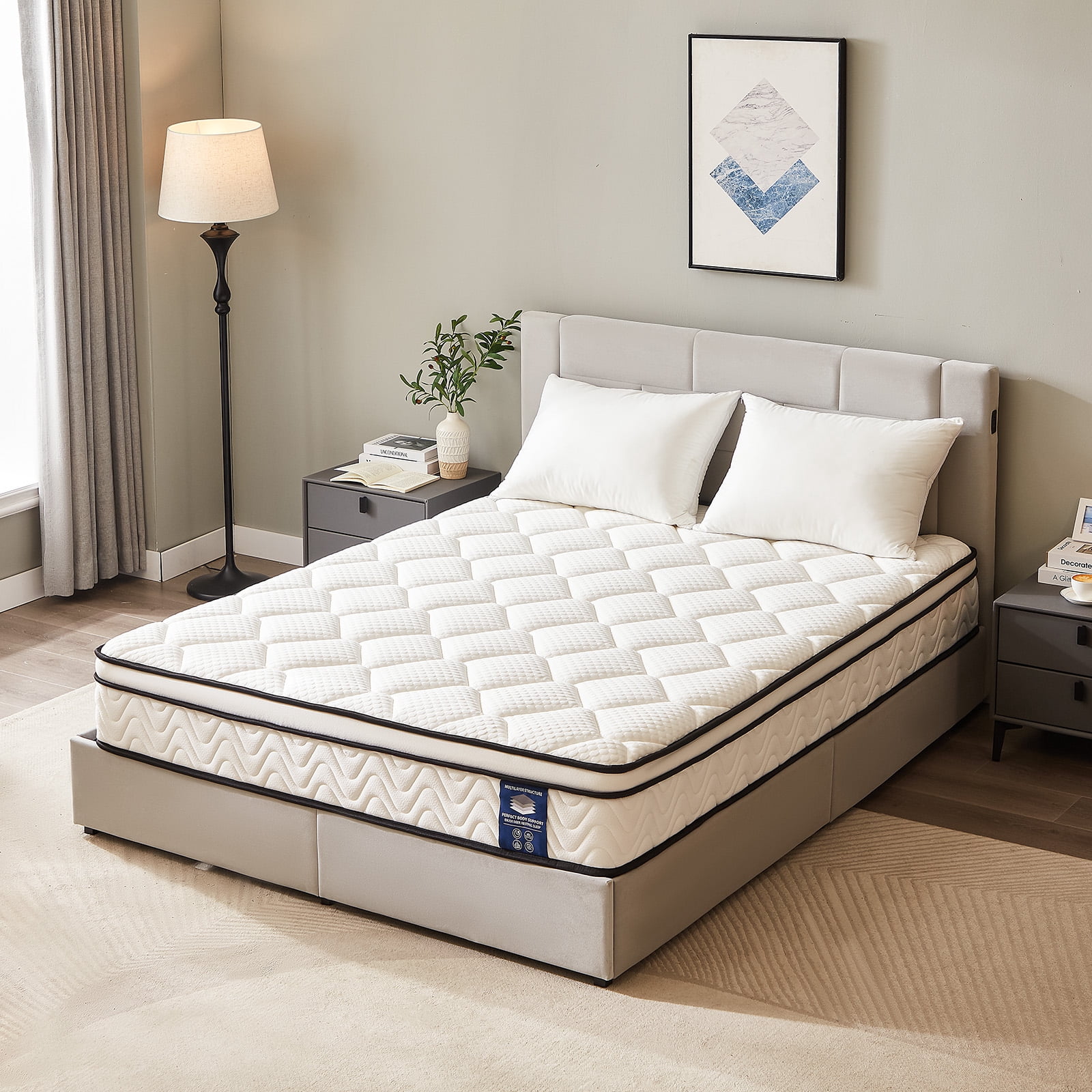 10" King Mattress, Gel Memory Foam and Pocket Spring Hybrid Mattress in a Box, Medium Firm, Pressure Relief, Adult