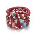 thumbnail image 1 of 1 Uds. Conjunto de pulsera de cuentas de madera bohemias para mujer, conjunto de pulsera de declaración elástica con borla multicapa apilable Feliz Sencillez, 1 of 1