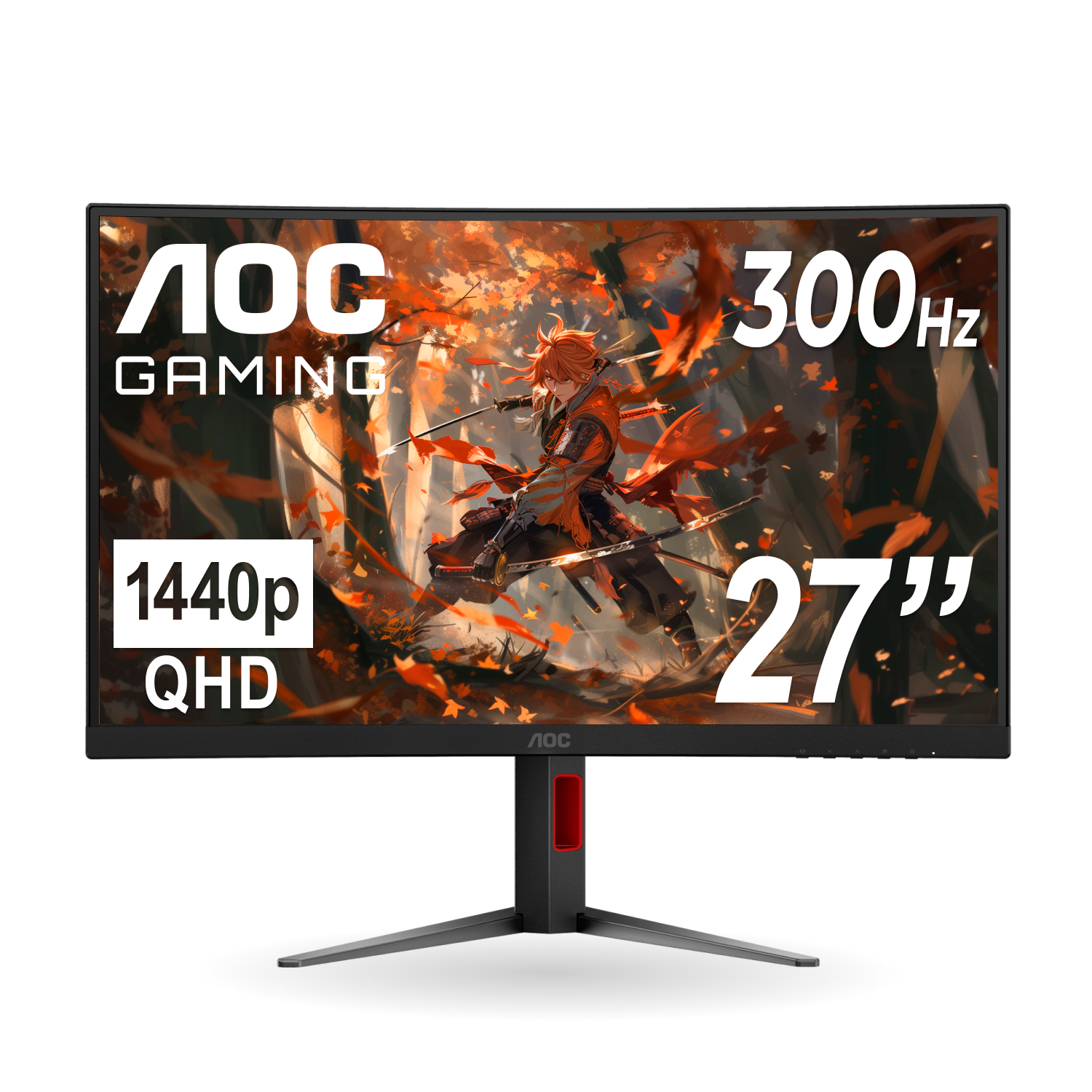AOC CQ27G4ZH - 27" Curved QHD (2560x1440), 0.3ms, Height Adjustable Stand, Gaming Monitor - 300hz