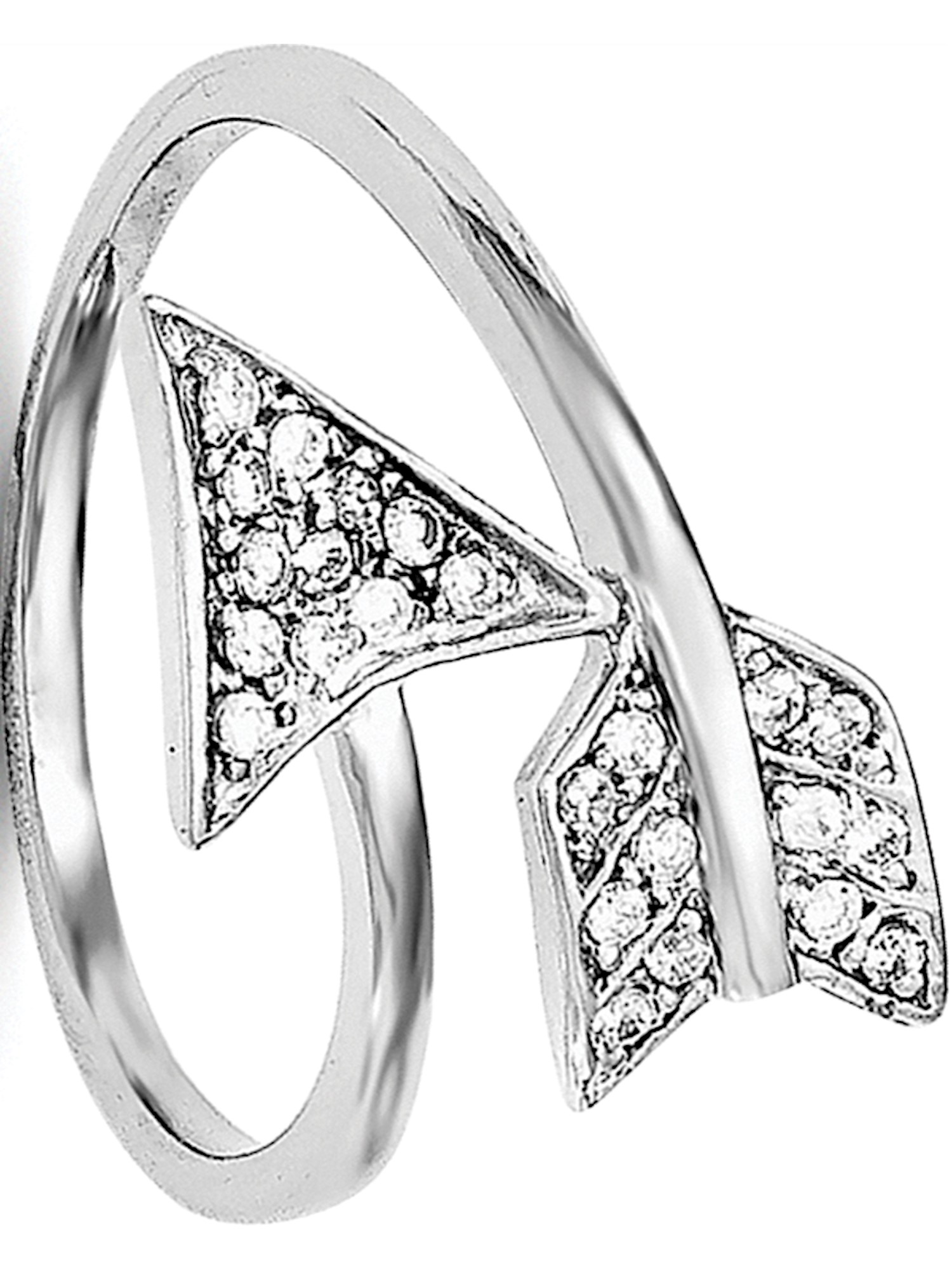 Arrow Heart Ring Sterling Silver Christmas  Band Fashion or Friendship Ring For Women and Girls Gift Cubic Zirconia Free Box