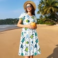 thumbnail image 4 of Balery Cartoon Sea Creatures Vestidos sueltos de manga corta para mujer, vestidos de verano 2025, vestidos casuales de corte A con vuelo., 4 of 6
