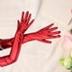 thumbnail image 3 of Guante de noche para mujer, sin flecos, de piel patentada, para novia, sin dedos, brillante rojo, 3 of 8