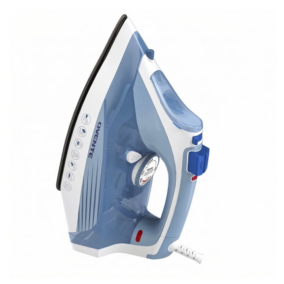 OVENTE Steam Iron for Clothes, 1200W Flat Iron with Non-Stick Ceramic Soleplate, Precise Thermostat Dial, Auto Shutoff, Self-Cleaning, Anti-Drip & 11.83oz Water Tank for Ironing Fabrics, Blue IRNL77B