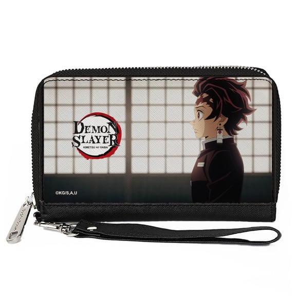 Aniplex Wallet, Zip Around, Demon Slayer Tanjiro Kamado Profile Pose and Title Logo, Vegan Leather