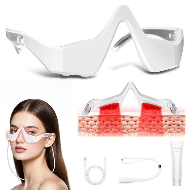Dispositivo de terapia de luz para el contorno de ojos celpack con masaje, blanco