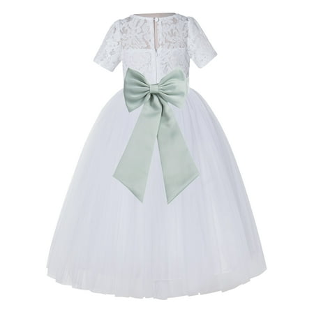 

White Floral Lace Vintage Flower Girl Dresses Special Occasions LG2T