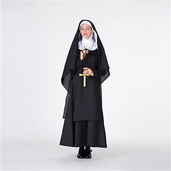 Women'S Halloween Nun Costume Dress, Long Sleeve Cosplay Outfit For Role Play Parties, Stage Performances, Themed Events, Holiday Gatherings, Costume Events And Adult Dress Up Wear