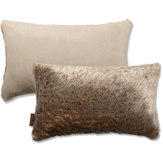 12 X 20 Throw Pillow Shredded Memory Foam, Lumbar Rectangle Couch Pillow Rare Baby Chinchillas Fabulous Faux Fur 1 PCS, 2-tone Decorative Luxury Style Cushion for Sofa, Bedroom, Adjustable Fill Zipper