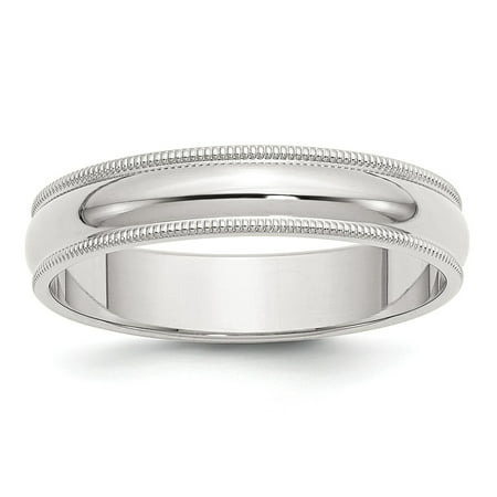 Sterling Silver 5mm Half Round Milgrain Band Ring - Ring Size: 4 to