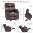 thumbnail image 6 of MCombo Small Size Electric Power Lift Recliner Chair Sofa with Massage and Dual Heating, Adjustable Headrest for Elderly People Petite, USB Ports, Extended Footrest, Faux Leather 7111 (Dark Coffee), 6 of 9