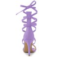 thumbnail image 3 of Sandalias Allegra K Cordón Arriba Punta Abierta Tacón de Aguja Mujer Morado 41, 3 of 6