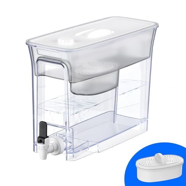 Dispensador de filtro de agua Waterdrop, 35 tazas, delgado, 7,9 L, blanco