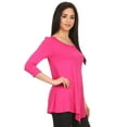 thumbnail image 3 of Women's Solid Lightweight Button Trim Detail Casual Tunic Top, 3 of 5
