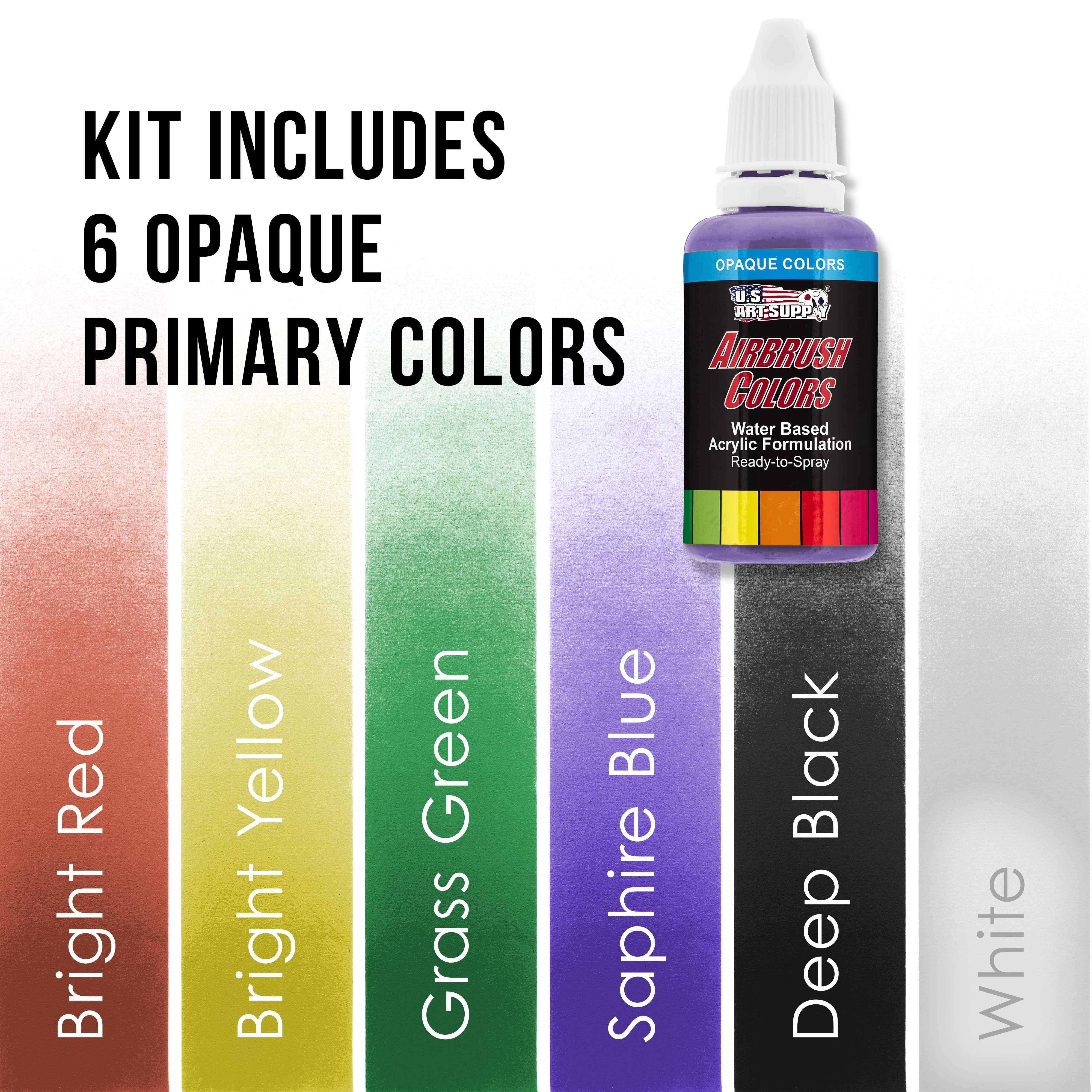 Master Multi-Purpose Professional Airbrushing System with 3 Airbrushes & Deluxe Compressor w/ 6 U.S. Art Supply Colors