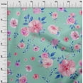 thumbnail image 2 of oneOone Organic Cotton Poplin Twill Fabric Geometric|Watercolor Leaves & Peony Floral Print Fabric BTY 42 Inch Wide, 2 of 4