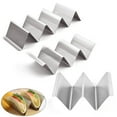 thumbnail image 2 of HomeLife Stainless Steel Taco Holder Stand Reversible Holds 3 or 2 Tortillas Stackable Rack for Easy Storage Triangular Interior Prevents Spills Non-Stick Surface Taco Grill Mold, 2 of 13