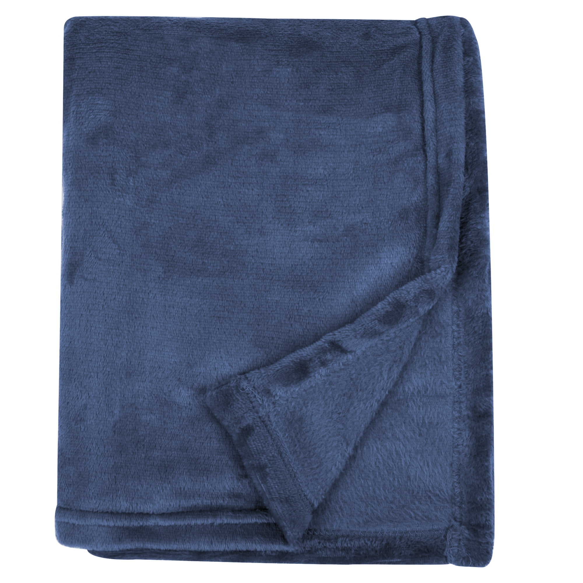 24 pack Trail maker Plush 60”L x 50”W Lightweight Microfiber Sherpa Adult Throw Blankets in Navy Blue