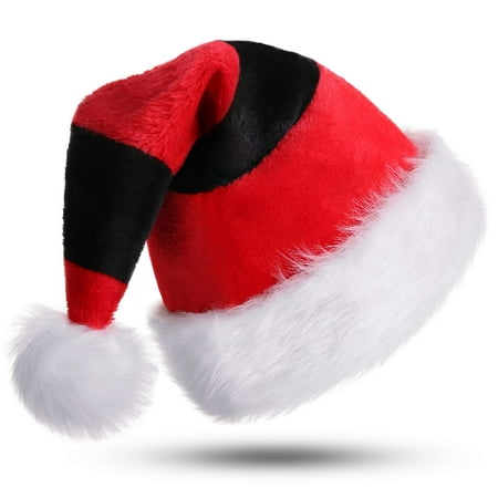 Peroptimist Plush Santa Hat, Traditional Plush Christmas Santa Hat for Christmas Party