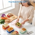 thumbnail image 3 of Sindcom 5 Pack 28oz Glass Food Storage Containers with Silicone Sleeves, Meal Prep Lunch Boxes Airtight BPA-Free Plastic Lids, Includes 304 Stainless Steel Spoon & Fork Set, 3 of 7