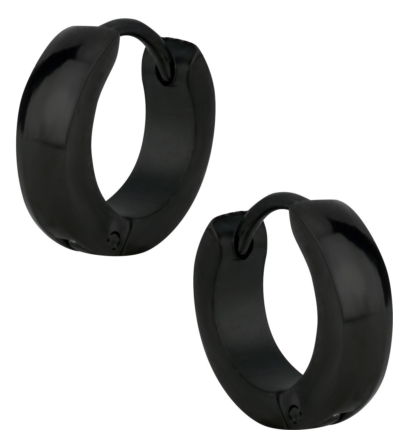 Forbidden Body Jewelry - Stainless Steel Thin Black IP Plated Huggie Black Stainless Steel Hoop Earrings