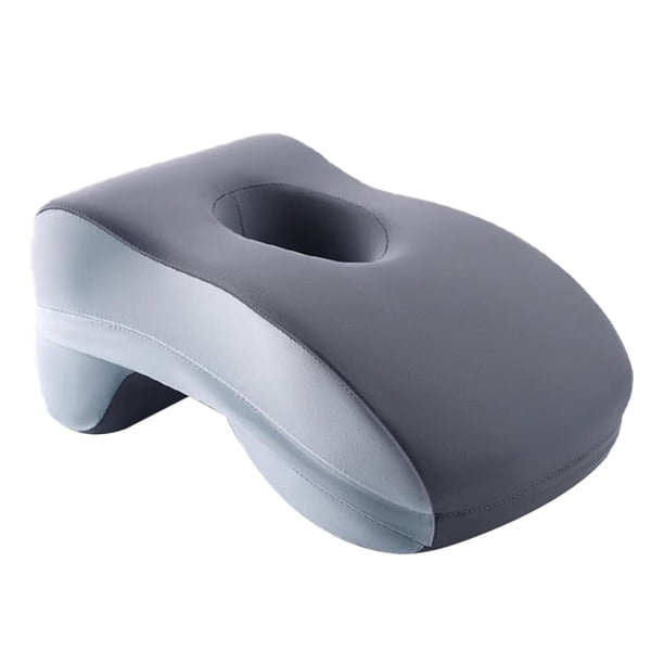 Almohada para dormir, cojín de apoyo para la cabeza, suave, portátil, cojín para la cara, reposacabezas azul