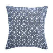 Pillow Covers, Linen Embroidered Throw Pillow Cover, Geometric Pattern Cushion Covers 22 x 22 Blue Linen Pillows, Blue Pillow Covers 22x22 inch (55x55 cm) - Linen Closet