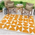 thumbnail image 2 of SUNDEREY Outdoor Rug,4'x6' Waterproof Reversible Carpet Patio Rug Plastic Indoor Outdoor Rug,Camping Rug for Outside RV Porch Balcony Garden Deck,Orange & White, 2 of 8