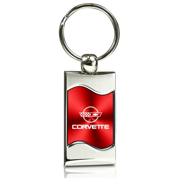 Chevrolet Corvette C4 Red Spun Brushed Metal Key Chain