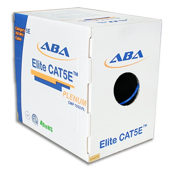 Infinity Cable CAT5E Solid CMP Plenum, Bare Copper 1000 Ft. Bulk Cable Advanced Pull Box, Blue