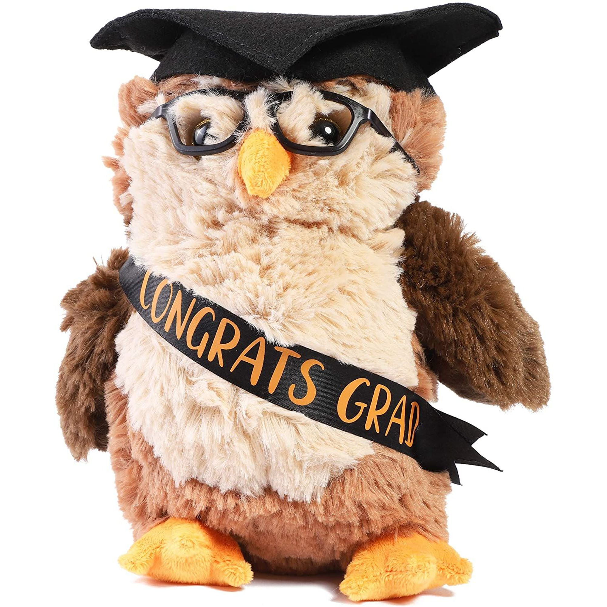 9.2" Graduation Owl Plush Stuffed Animal with Glasses & Academic Cap, High School College Gift for Him or Her