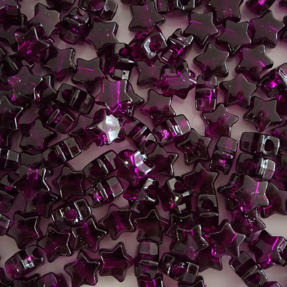 Star Beads Amethyst Purple Transparent 13mm Pony Beads Large Hole Made in USA