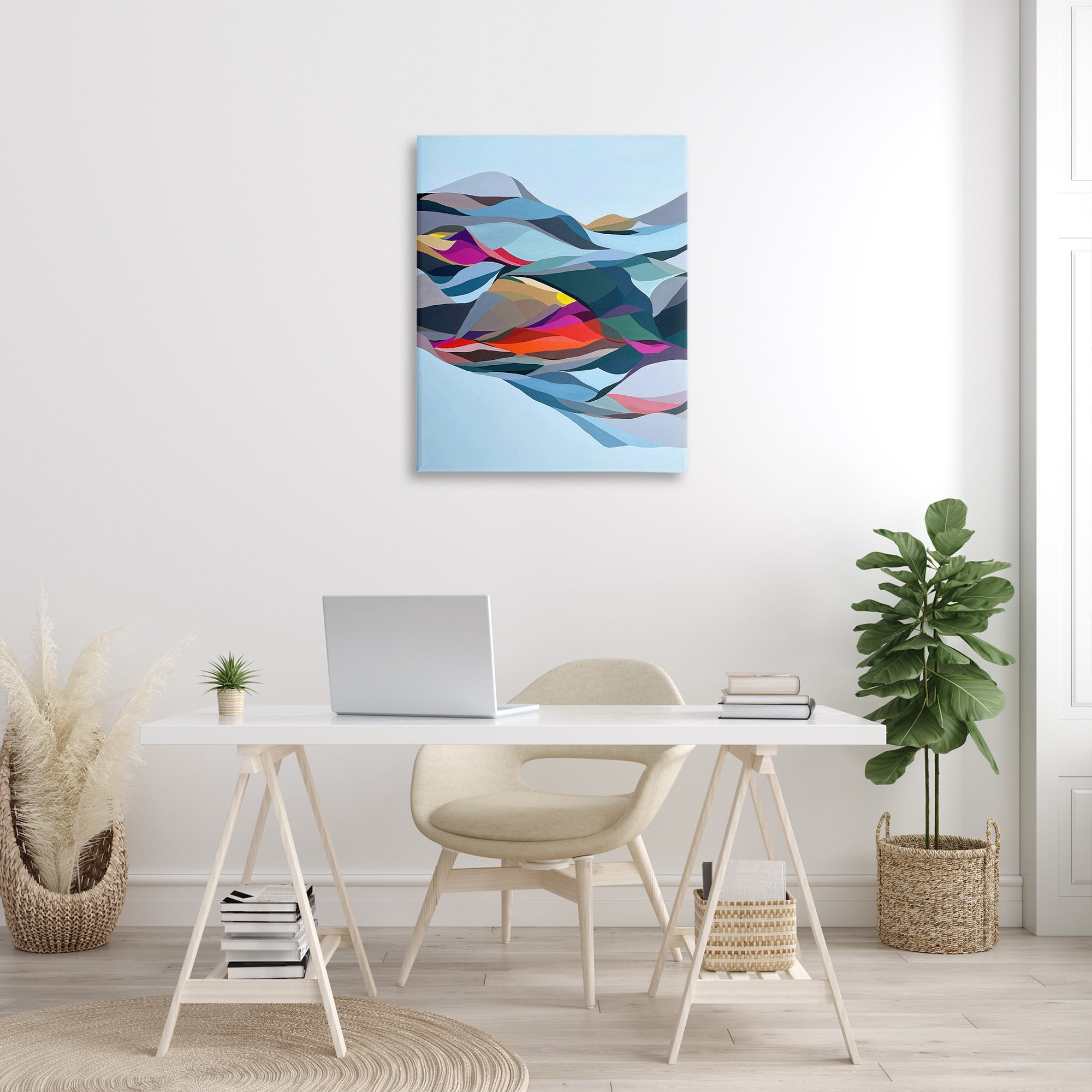 Stupell Industries Flowing Geometric Shapes Abstract Painting Gallery Wrapped Canvas Art Print Wall Art, 30 x 40