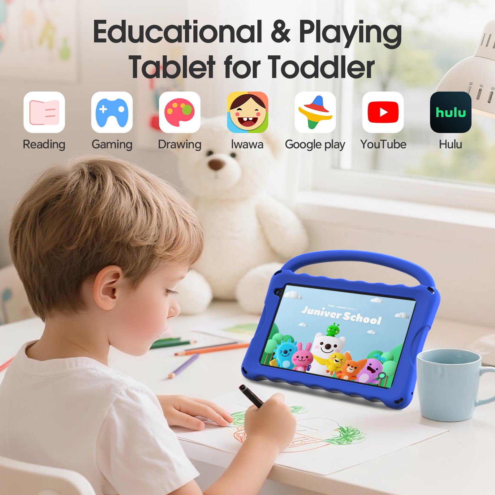 Digiland 7 inch Kids Tablet, 4GB Ram 32GB Rom Android Kids Tablet with Parental Control, Eye Protection Screen for Kids 4-12, Portable Handheld Children Tablet (Blue)
