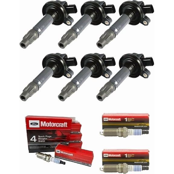 PartsDrive OEM Ignition Coil Pack & Motorcraft Platinum Spark Plug Replacement For Ford Edge Flex Taurus Lincoln MKS MKT MKZ MKX Mercury Sable 3.7 3.5 V6 07 08 09 10 11 12 13 14 15 16 17 18 DG520