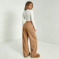 thumbnail image 5 of WULMLEO Women's Wide Leg Sweatpants with Front Seam Detail Elastic Drawstring High Waist Loose Casual Pants with Pockets Camel 2XL, 5 of 6